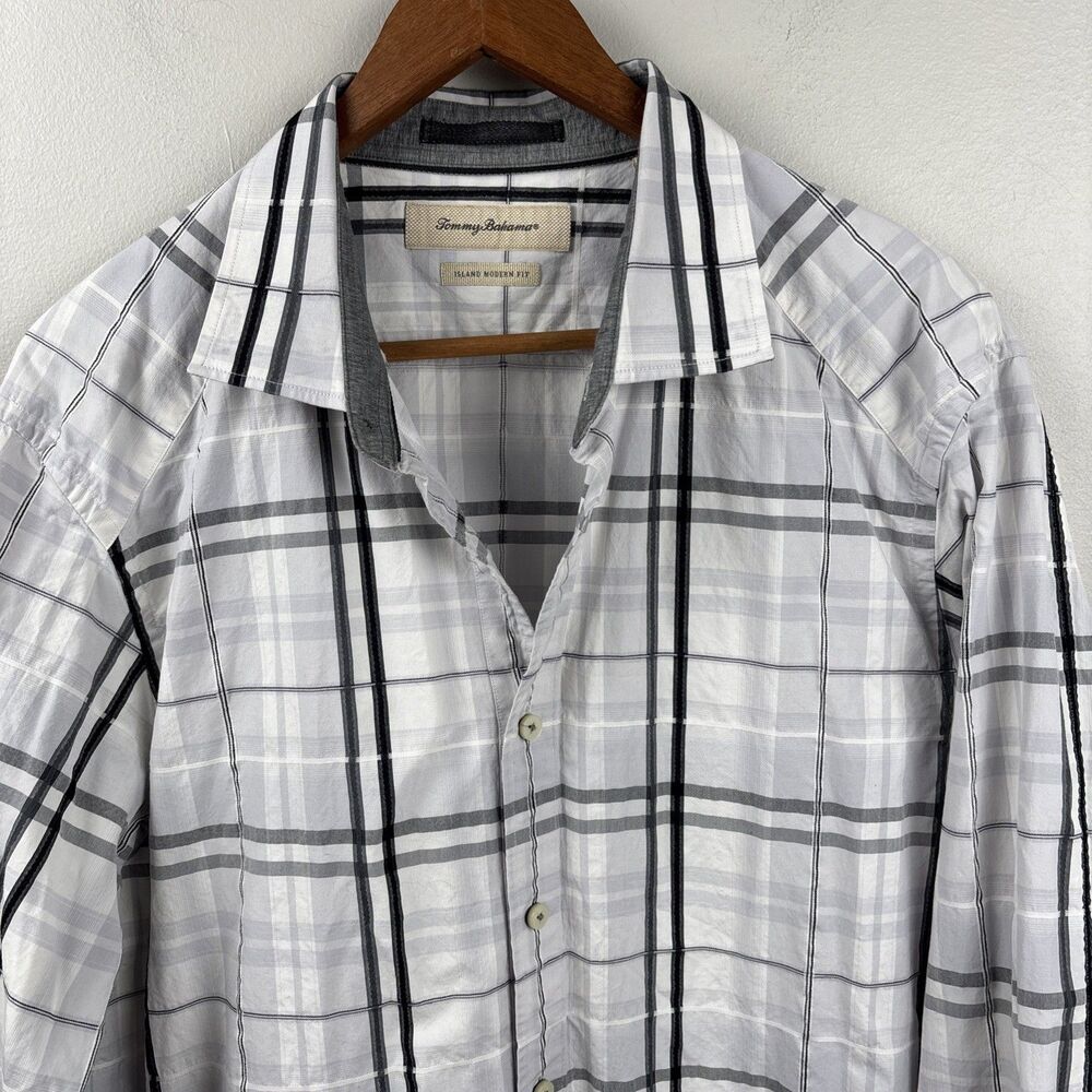 Tommy Hilfiger Men’s Shirt LARGE Island Modern Fit Button Up SILK Cotton Blend